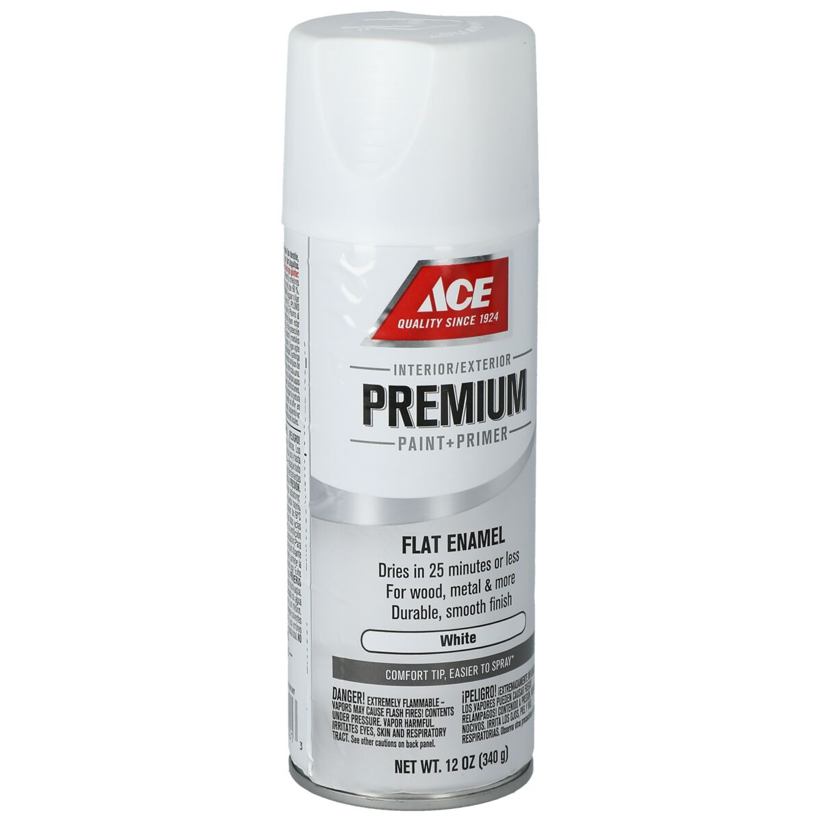 Ace Premium Flat Enamel Spray Paint White 12oz Paints & Stains